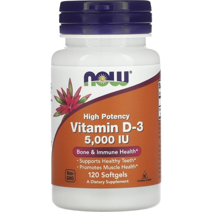 Витамин NOW FOODS D3, 5000 ме, 120 капсул NS*0372